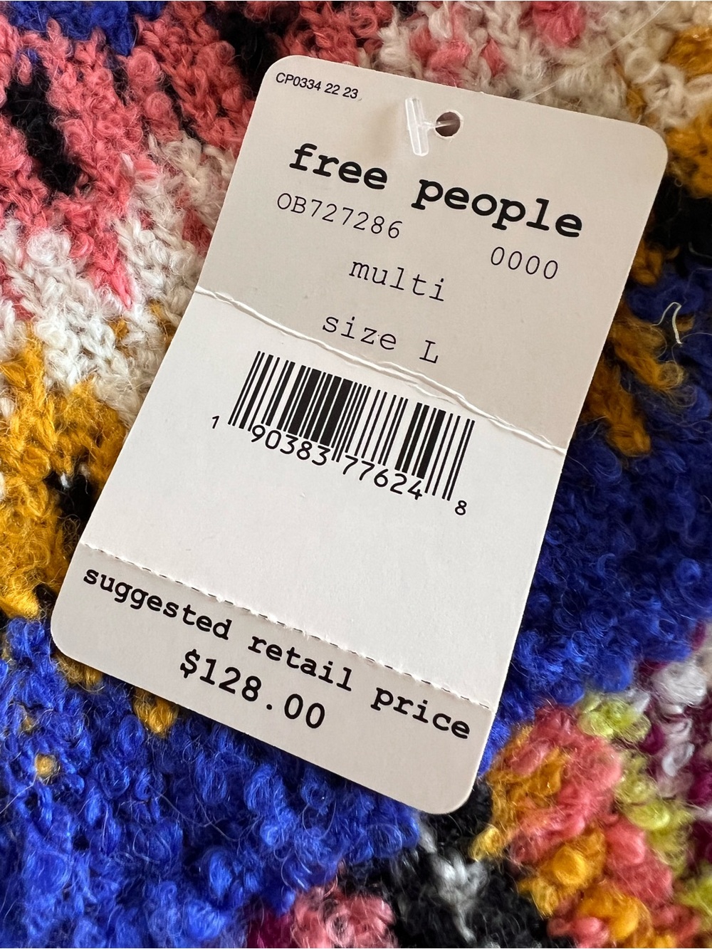 Free People Womens L Best Day Ever Sweater Alpaca Colorblock Patchwork Boho NWT - Picture 4 of 11